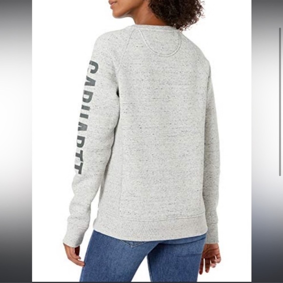 Carhartt Relaxed Fit Women’s Crewneck Sweatshirt Gray Logo Small - Picture 3 of 8